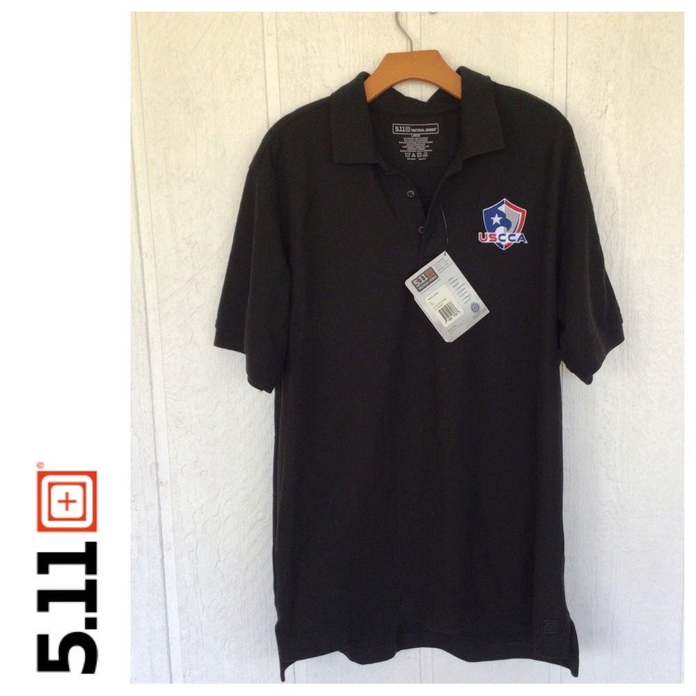 5.11 TACTICAL BLACK USCCA UTILITY POLO SHIRT LARGE NWT